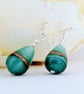 Aventurine Murano Glass Drop Earrings: Sterling Silver Ear Wires - Image 2