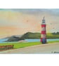 Blank Greetings Card Smeatons Tower Plymouth Hoe From Original Painting  Size A6 - Image 2