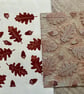 Set of 3 - Falling leaves Linoprints Oak, Sycamore and Chestnut : Hand-Burnished - Image 5