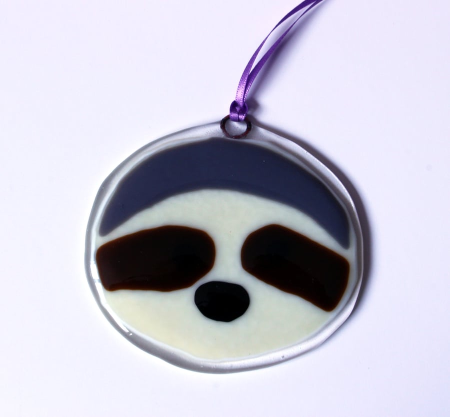 Sloth fused glass suncatcher