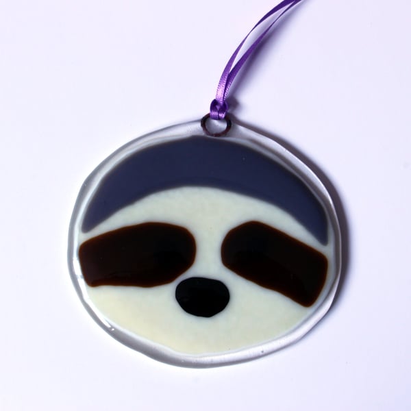 Sloth fused glass suncatcher