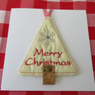 Christmas Tree Embroidered Hanging Decoration Keepsake Card