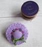 Hand Embroidered Felt Hat Brooch - Lilac Floral - Image 6