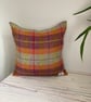 Orange and Purple check Harris Tweed cushion cover 16 inches x 16 inches 
