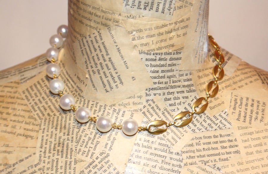 Pearl and Gold Statement Necklace