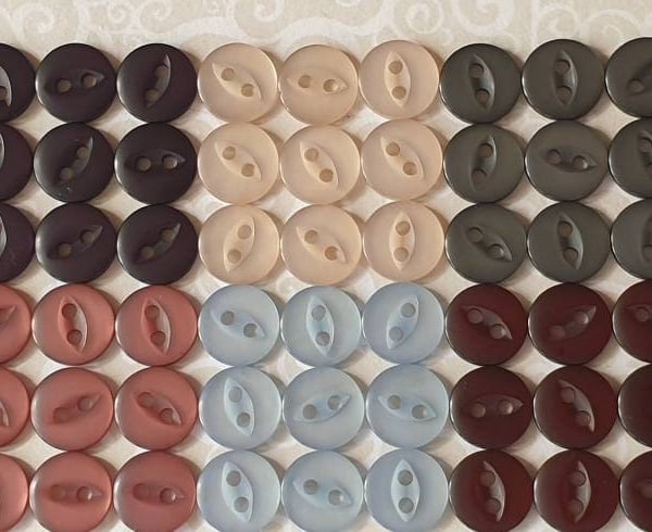 10mm 16L Fisheye Buttons in 6 vintage colours