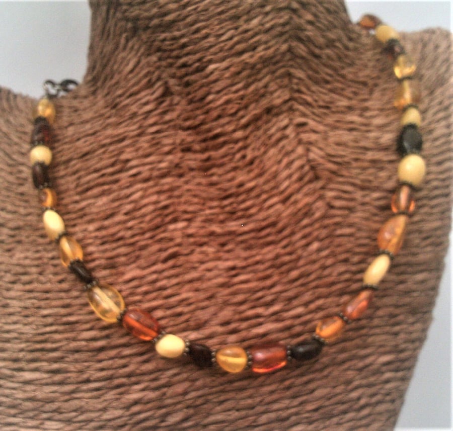 Baltic Amber Bead Necklace For Men or Women, Genuine Amber Jewellery