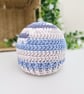 Newborn Crochet Baby Hat & Cardigan Set - Blue and Silver  - Image 3