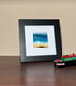 Textile Art, Framed needle felted picture, 4"x4", seascape