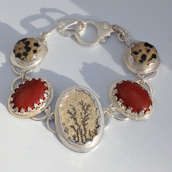 Limestone and Jasper bracelet (7.5 inches 19cm)