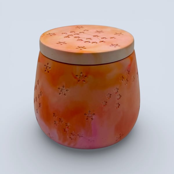 Warm Orange and Peach Marbled Star Constellation Jewellery Box