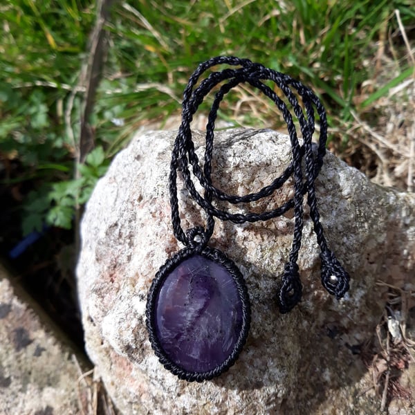 Amethyst Macrame Pendant