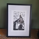 'The Town Hall.' Original handprinted linocut print. 