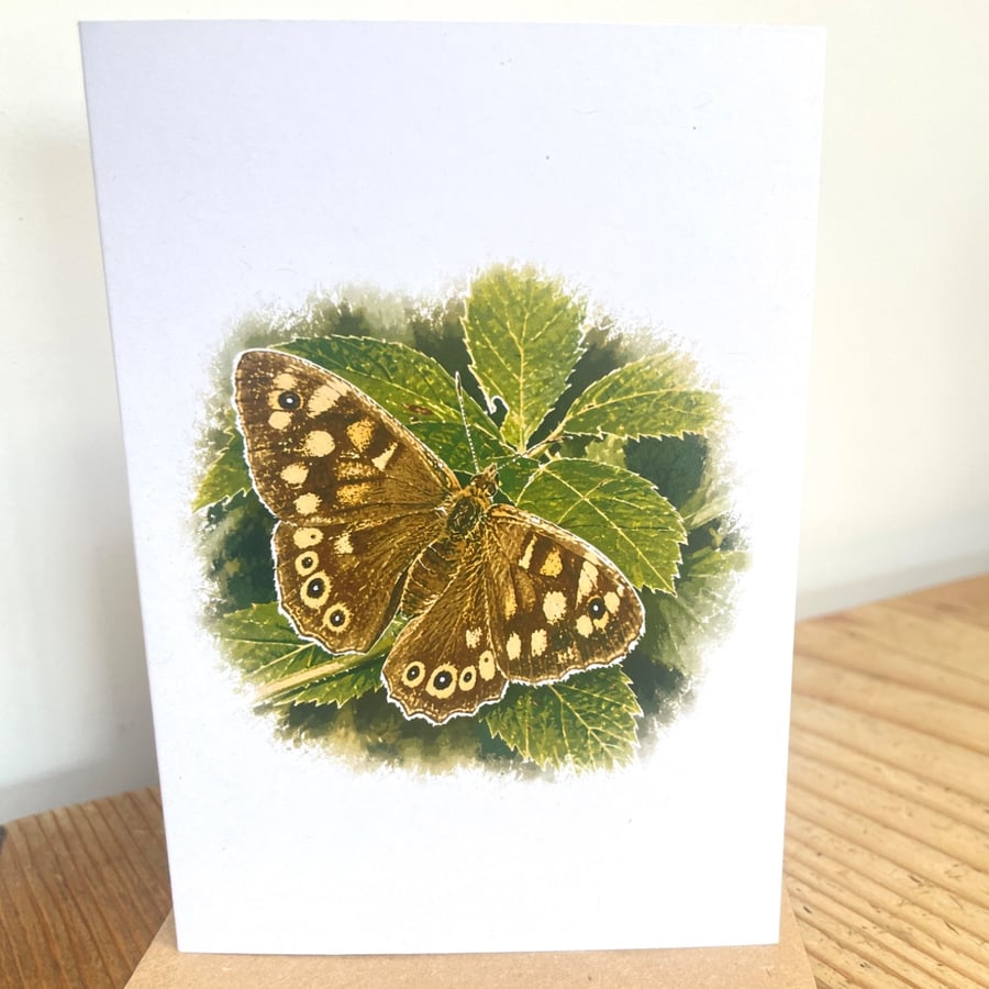 Blank Card A6 Portrait - Speckled Wood