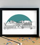 Bangor Wales Landmarks Skyline Art Print - Image 1