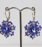 Purple-blue and Silver Beaded Crystal Earrings - Image 5