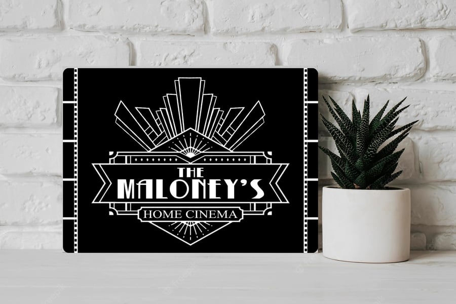 Personalised Metal Art Deco Home Cinema Theatre... - Folksy