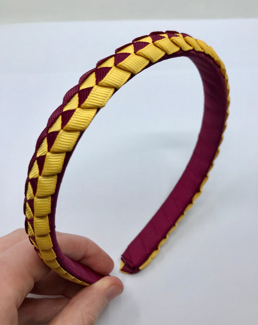 School Wine and Yellow Gold Pleated Hairband