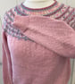 Hand knitted Wool Cotton Acrylic Pink jumper size L bust 40 - Image 3