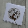 Brown Elegant Reindeer with Wood Background - Christmas Card