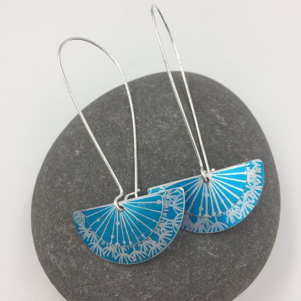 Long drop turquoise dandelion earrings