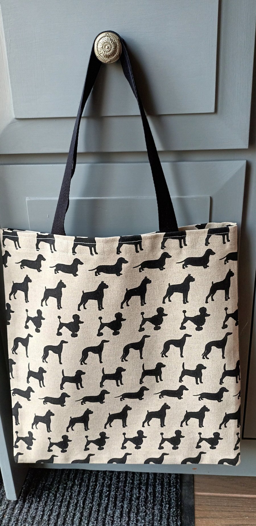 Dog Lovers Tote Bag, Shopper. Natural Linen look. With Free Delivery