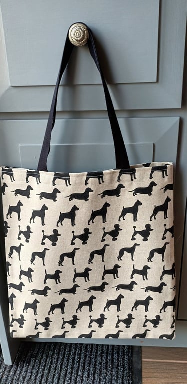 Dog Lovers Tote Bag, Shopper. Natural Linen look. With Free Delivery