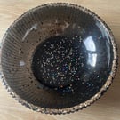 Black Resin Ridged Bowl with Gold Bling