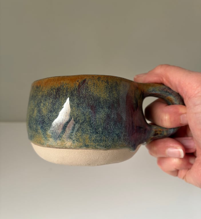 Handmade ceramic chunky mug, 300ml cappuccino mug, wabi sabi mug