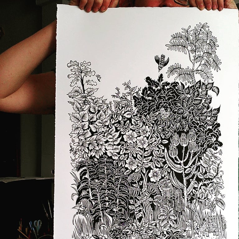 Rustling - Lino Cut Print