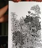 Rustling - Lino Cut Print