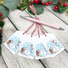 Hedgehog, Snowman & Friends Christmas Gift Tags - set of 4 tags
