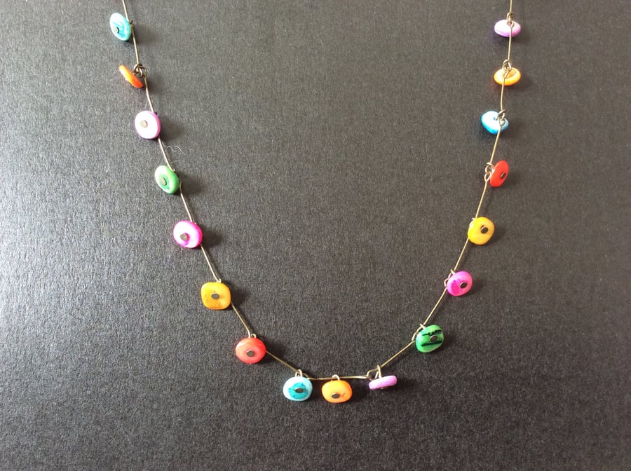 Sing a Rainbow Button Necklace