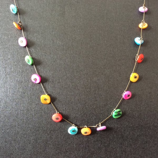Sing a Rainbow Button Necklace