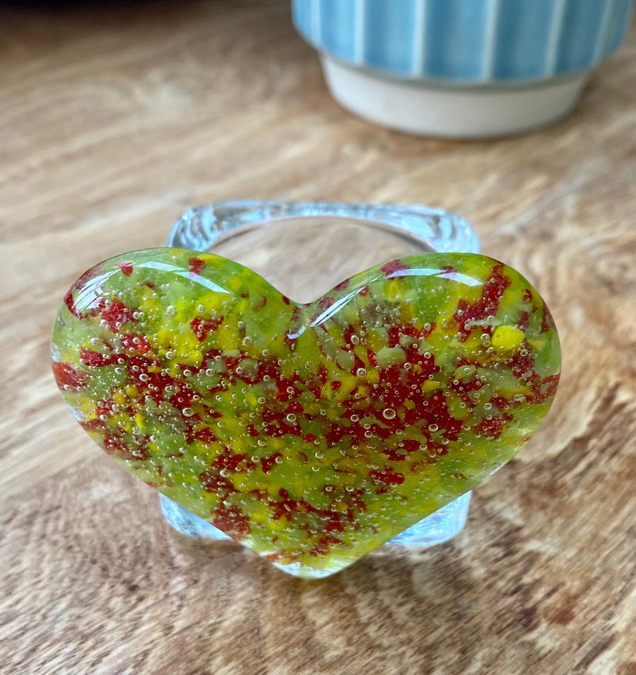 Seconds Sunday - Fused glass heart tea-light holder 