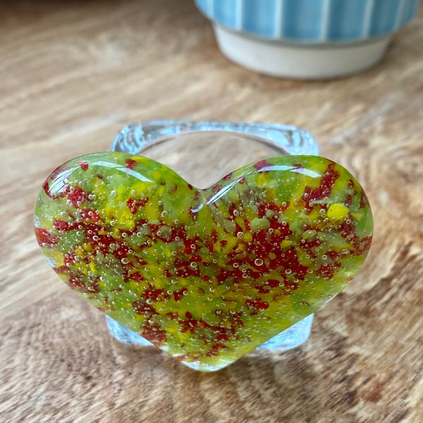 Seconds Sunday - Fused glass heart tea-light holder 