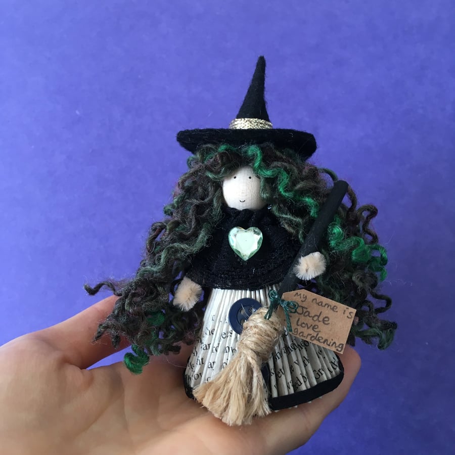 Green Witch Doll Decoration, Witch Core Ornament