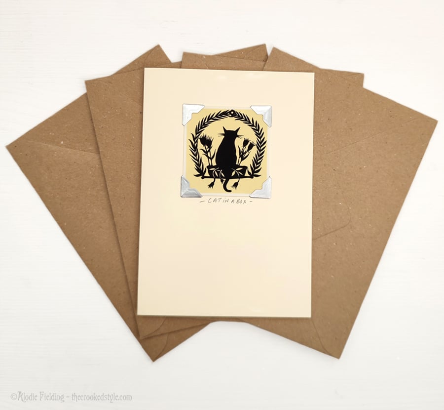 Cat In A Box - Mini Print Hand Made Card