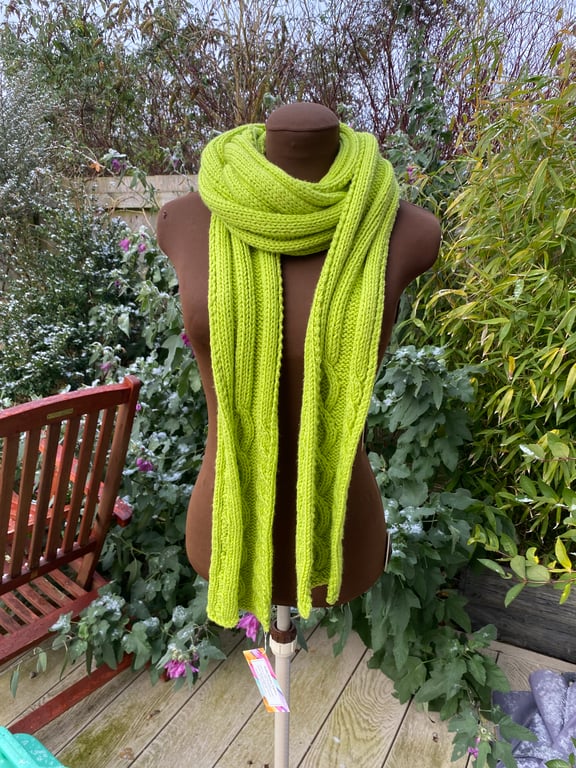 Very long hand knitted scarf