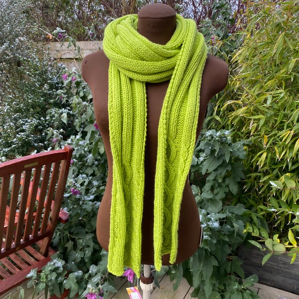 Very long hand knitted scarf