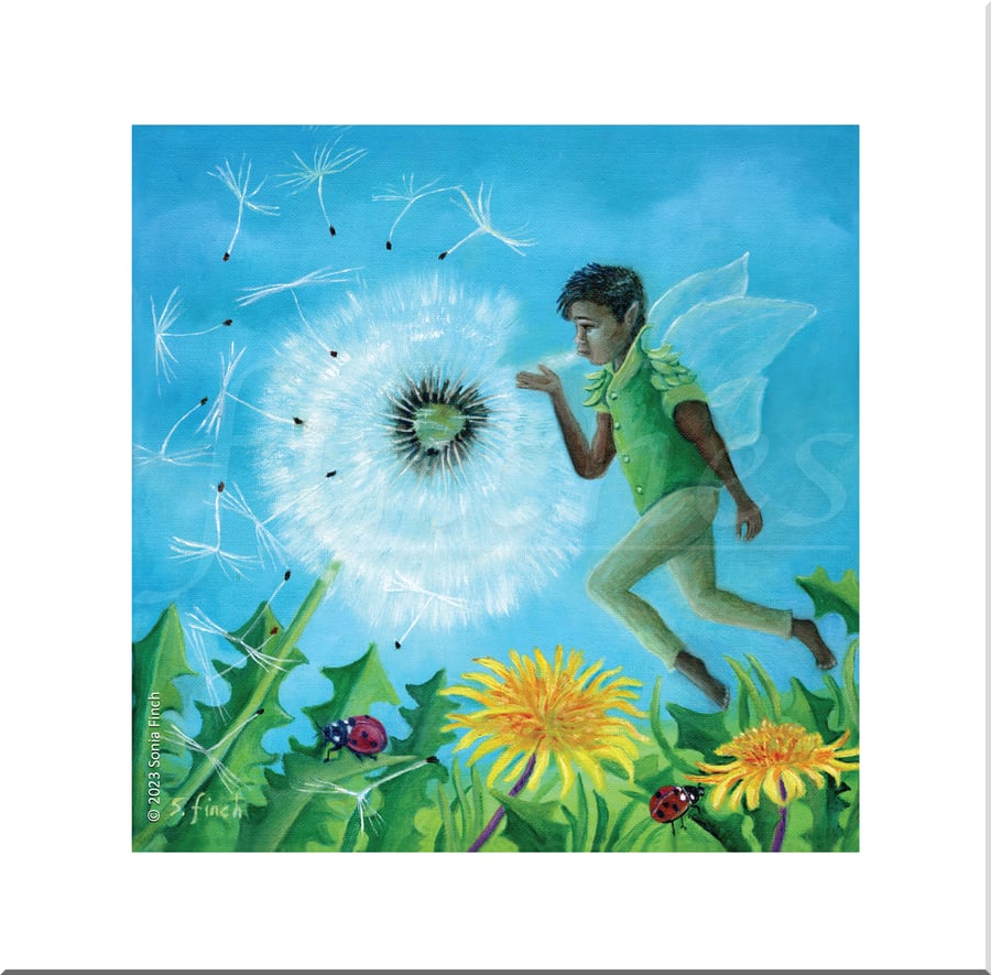 Spring Timekeeper Fairy - Card, Baby Shower Card, Thank You Card, Easter Card