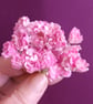Pack Of 20 Small Pink Carnation Mulberry Paper Flowers On Light Green Wire Stems
