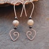 Silver earrings - Heart Sterling Silver Earrings with Labradorite & Hematite