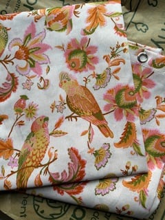 BESPOKE DROP Pretty Polly in Pink Organic Cotton Shower Curtain, washable 