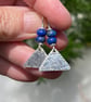 Oxidised Sterling silver triangle drop earrings with bright carnelian beads - Image 7