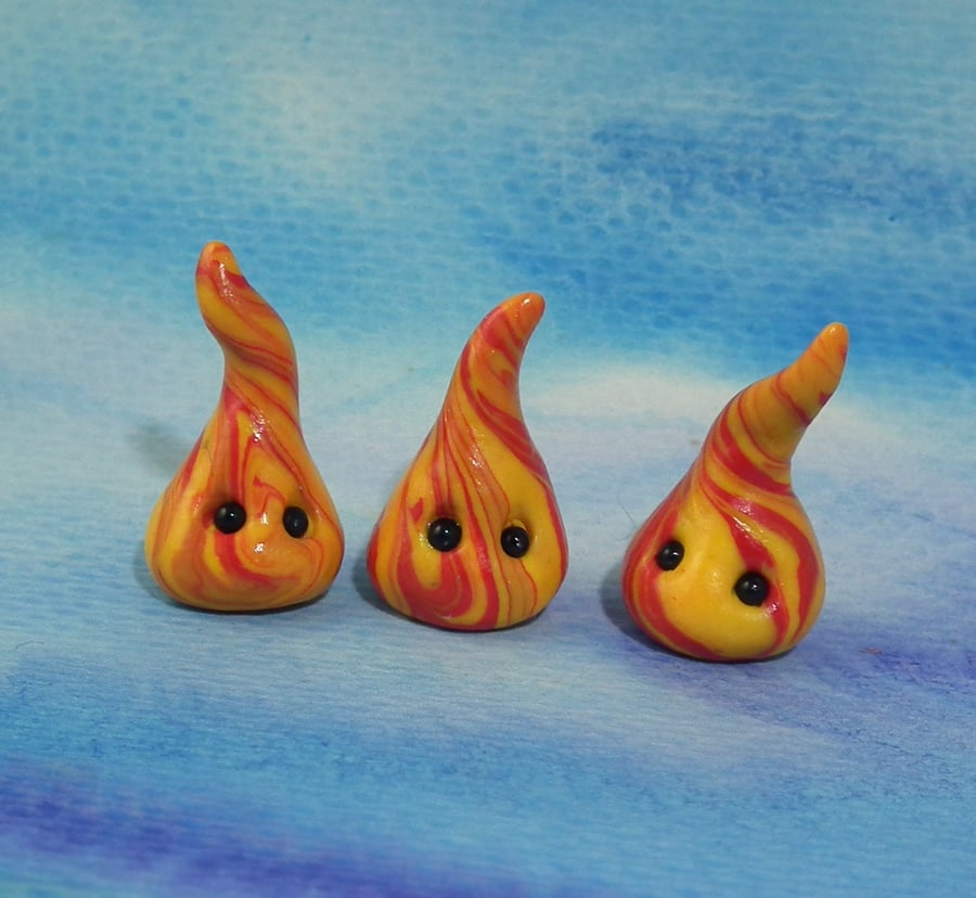 Trio of FireBugs Magic! OOAK Sculpt by artist Ann Galvin