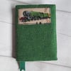 A6 'Harris Tweed' Reusable Notebook, Diary Cover - Green with Flying Scotsman