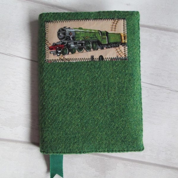 SOLD - A6 'Harris Tweed' Reusable Notebook, Diary Cover - Flying Scotsman