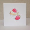 SALE    Blank Card  Strawberry Cupcake