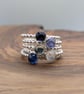 Tanzanite Iolite Moonstone Topaz Kyanite Beaded Stacking Ring - Image 1